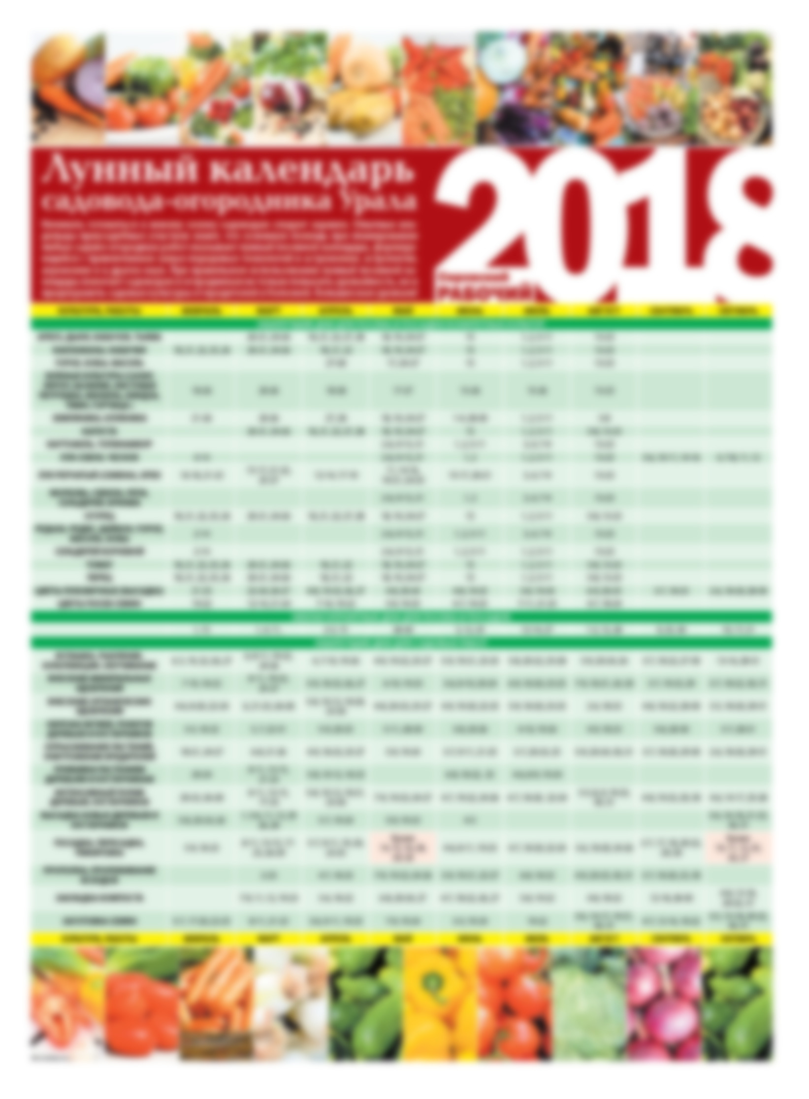 Календарь садовода и огородника на 2018 год